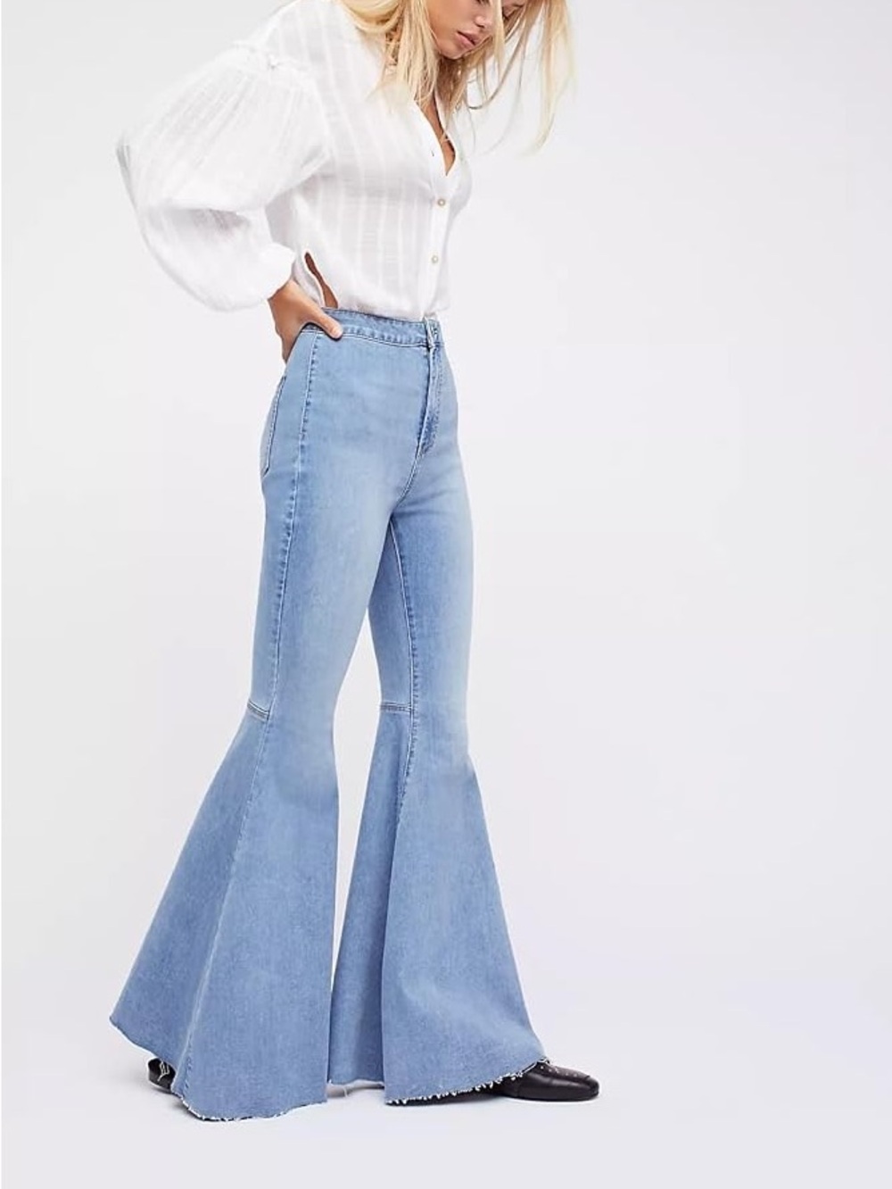 FREE PEOPLE We The Free Just Float on Flare Bell Bottoms Jeans
